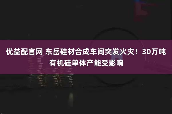 优益配官网 东岳硅材合成车间突发火灾!30万吨有机硅单体产能受影响