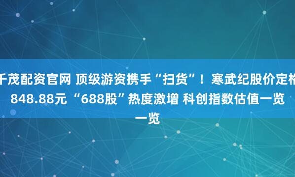 千茂配资官网 顶级游资携手“扫货”！寒武纪股价定格848.88元 “688股”热度激增 科创指数估值一览